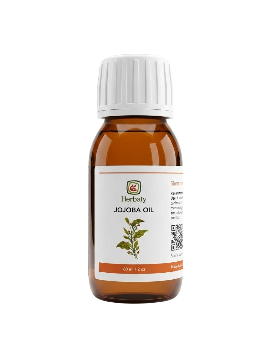 Bottle of organic jojoba carrier oil