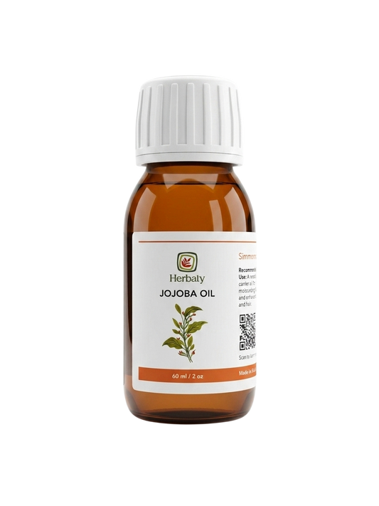 Bottle of organic jojoba carrier oil