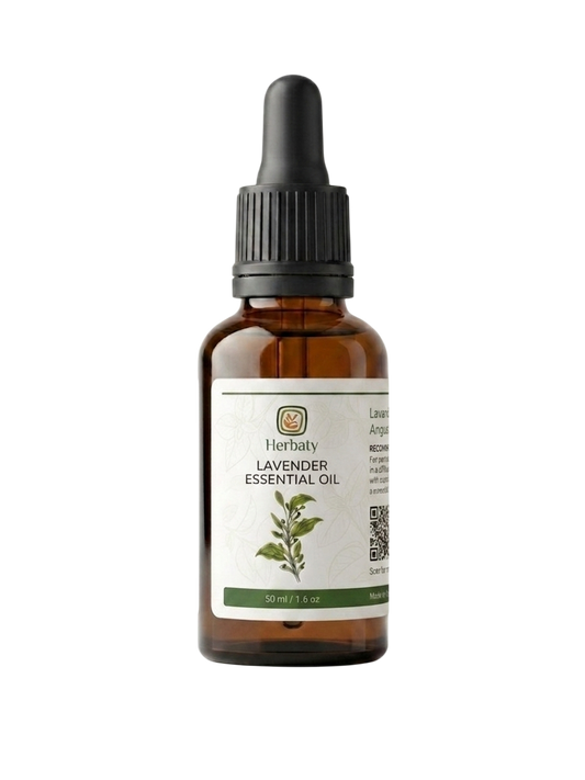 Bottle of pure lavender essential oil