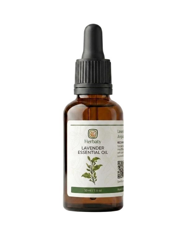 Bottle of pure lavender essential oil