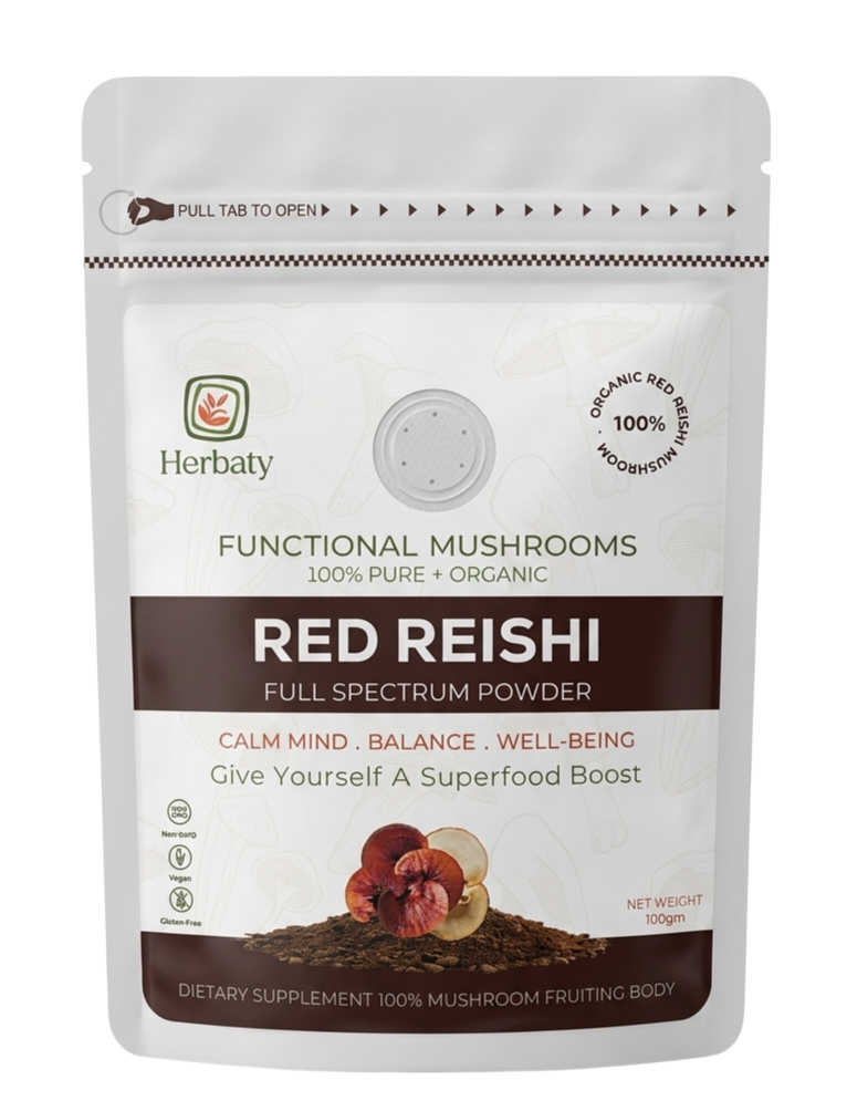 Red Reishi Mushroom Powder from Herbaty Organics